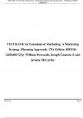 TEST BANK for Essentials of Marketing, A Marketing  Strategy Planning Approach. 17th Edition ISBN10:  1260260372 by William Perreault, Joseph Cannon A+