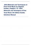 2024 Materials and Techniques of  Post-Tonal Music by Stephen  Kostka, chapters 1-8 / 2024  Materials and Techniques of Post  Tonal Music 5th Edition Kostka 