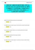 PHYSIC 2000 HOMEWORK &lpar;FINAL  EXAM&rpar; EXAM &vert; QUESTIONS & 100&percnt;  CORRECT ANSWERS &lpar;VERIFIED&rpar; &vert;  LATEST UPDATE &vert; GRADED A&plus; &vert;  ALREADY GRADED