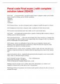 Penal code Final exam &vert; with complete solution latest 2024&sol;25