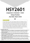 HSY2601 Assignment 2 &lpar;ANSWERS&rpar; Semester 1 2024 - DISTINCTION GUARANTEED