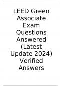 LEED Green Associate Exam Questions Answered (Latest  Update 2024) Verified Answers