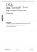 OCR IGCSE 9-1 ENGLISH LANGUGE J351/01COMMUNICATING INFORMATION AND IDEAS NOVEMBER EXAM QUESTION PAPER