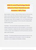 AQA A Level Psychology Social Influence Exam Questions and Answers 100% Pass