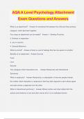 AQA A Level Psychology Attachment Exam Questions and Answers
