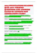 2024 NEGOTIATIONS READING QUIZ 100&percnt; VERIFIED QUESTIONS AND ANSWERS RATED BY EXPERTS NEW GENERATION&excl;&excl;&excl; PASS&excl;&excl;&excl;