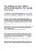 NHA MEDICAL ASSISTANT (CCMA) CERTIFICATION PRACTICE TEST 2.0 (150 QUESTIONS)