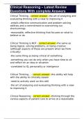 Clinical Reasoning &ndash; Latest Review Questions With complete Answers 