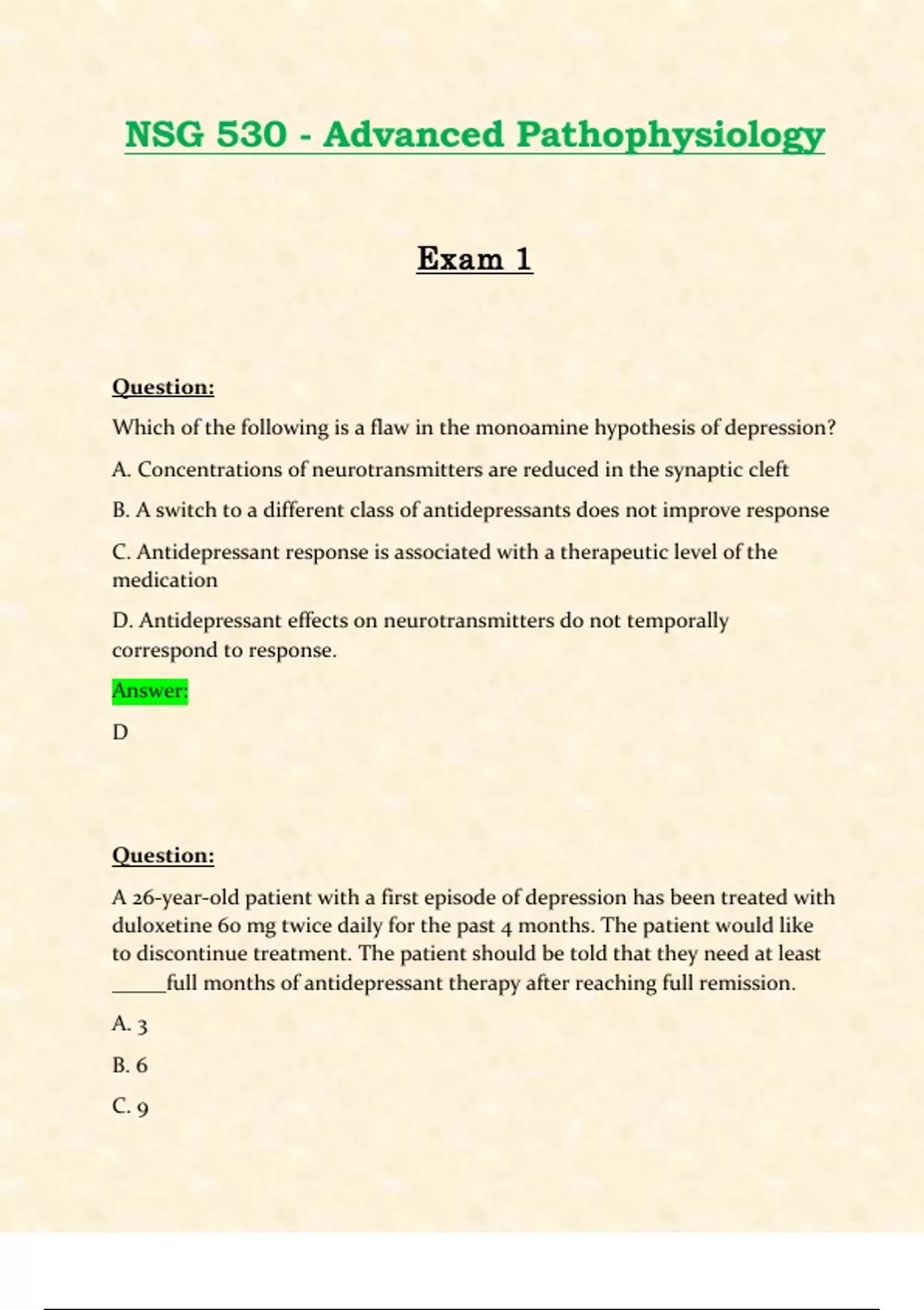 Exam 1, Exam 2 & Exam 3: NSG530 / NSG 530 (Latest 2024 / 2025 UPDATES ...