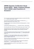 AWWA Operator Certification Study Guide 4thED. - Water Treatment Sample Test 3 (2024) Latest Questions & Answers!!