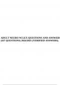 ADULT NEURO NCLEX QUESTIONS AND ANSWERS &lpar;437 QUESTIONS&rpar; 2024&sol;2025 &lpar;VERIFIED ANSWERS&rpar;&period;