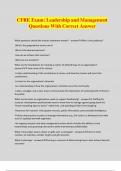 CFRE Exam: Leadership and Management Questions With Correct Answer