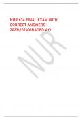 NUR 634 FINAL EXAM WITH CORRECT ANSWERS 20232024(GRADED A+)