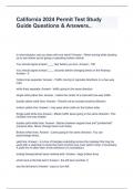 California 2024 Permit Test Study Guide Questions & Answers&period;&period;