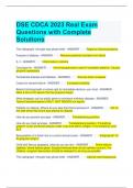 DSE CDCA 2023 Real Exam Questions with Complete Solutions