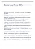 Medical Legal Terms- CSFA Questions and Answers 2024