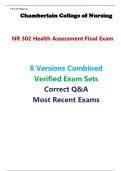 NR 302 Health Assessment Final Exam TestBank 8 Versions Combined Verified Exam Sets Correct Q&A Most Recent Exams