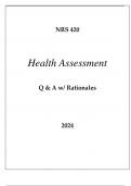 NRS 420 HEALTH ASSESSMENT Q & A WITH RATIONALES 2024&period;