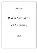NRS 420 HEALTH ASSESSMENT Q & A WITH RATIONALES 2024