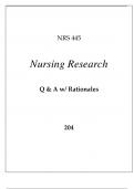NRS 445 NURSING RESEARCH EXAM Q &v A WITH RATIONALES 2024.