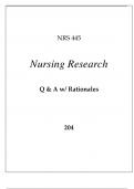 NRS 445 NURSING RESEARCH EXAM Q &v A WITH RATIONALES 2024&period;