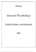 PSY 102 GENERAL PSYCHOLOGY LATEST EXAM WITH RATIONALES 2024.