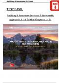 TEST BANK FOR AUDITING & ASSURANCE SERVICES: A SYSTEMATIC APPROACH, 11th EDITION BY WILLIAM MESSIER JR, STEVEN GLOVER, ALL CHAPTERS 1 - 21 COMPLETE, VERIFIED LATEST VERSION