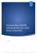 Formula Sheet MATH 208 Study this one 2024 Guide-Concordia 