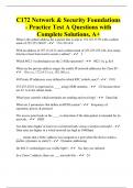 C172 Network & Security Foundations - Practice Test A Questions with Complete Solutions&comma; A&plus;