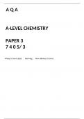 AQA A Level Chemistry paper 3 for June 202-3 QUESTION PAPER