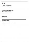 AQA A Level Chemistry paper 1 for June 202-3 QUESTION PAPER