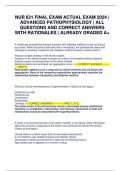 NUR 631 FINAL EXAM ACTUAL EXAM 2024 | ADVANCED PATHOPHYSIOLOGY | ALL QUESTIONS AND CORRECT ANSWERS WITH RATIONALES | ALREADY GRADED A+
