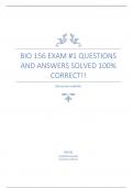 BIO 156 exam #1 Questions and Answers Solved 100% Correct!!