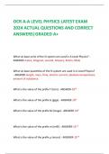 OCR A-A LEVEL PHYSICS LATEST EXAM  2024 ACTUAL QUESTIONS AND CORRECT  ANSWERS|GRADED A+