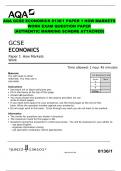 AQA GCSE ECONOMICS 8136/1 PAPER 1 HOW MARKETS WORK EXAM QUESTION PAPER  (AUTHENTIC MARKING SCHEME ATTACHED)