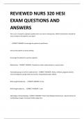 REVIEWED NURS 320 HESI EXAM QUESTIONS AND  ANSWERS
