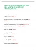 OCR A LEVEL MATHEMATICS B&lpar;MEI&rpar;  EXAM&sol;QUESTION PAPER&colon;Pure Mathematics and  Mechanics 2024-2025&vert;A GRADED