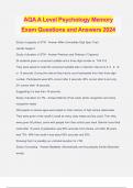 AQA A Level Psychology Memory Exam Questions and Answers 2024