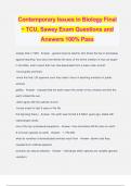 Contemporary Issues in Biology Final ~ TCU, Sawey Exam Questions and Answers 100% Pass