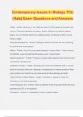 Contemporary Issues in Biology TCU (Hale) Exam Questions and Answers