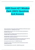 USPS Exam 421 Window  Clerk (2023) Questions  And Answers End to end process to ensure mail is collected, distributed and delivered the type of  clock the usps runs on - ANSWER-24 hour clock Items sent within the US APO, FPO, UN, and its territories and p