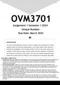 OVM3701 Assignment 1 (ANSWERS) Semester 1 2024 - DISTINCTION GUARANTEED