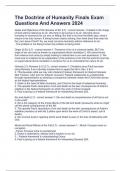 The Doctrine of Humanity Finals Exam Questions And Answers 2024