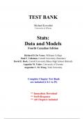 Test Bank for Stats, Data and Models, 4th Canadian Edition De Veaux (All Chapters included)