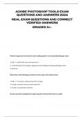 ADOBE PHOTOSHOP TOOLS EXAM  QUESTIONS AND ANSWERS 2024  REAL EXAM QUESTIONS AND CORRECT  VERIFIED ANSWERS  GRADED A+.
