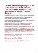 Certified Exercise Physiologist ACSM  Exam 2023-2024 &vert; Acsm Certified  Exercise Physiologist Final Exam  Questions and Correct Answers  Rated A&plus;