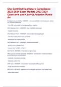 Chc Certified Healthcare Compliance 2023-2024 Exam Update 2023-2024  Questions and Correct Answers Rated  A&plus;