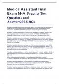 UPDATED Medical Assistant Final Exam NHA Practice Test Questions and Answers2023/2024