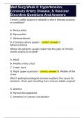 Med Surg Week 8&colon; Hypertension&comma; Coronary Artery Disease&comma; & Vascular Disorders Questions And Answers 