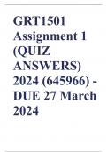 GRT1501 Assignment 1 (QUIZ ANSWERS) 2024 (645966) - DUE 27 March 2024